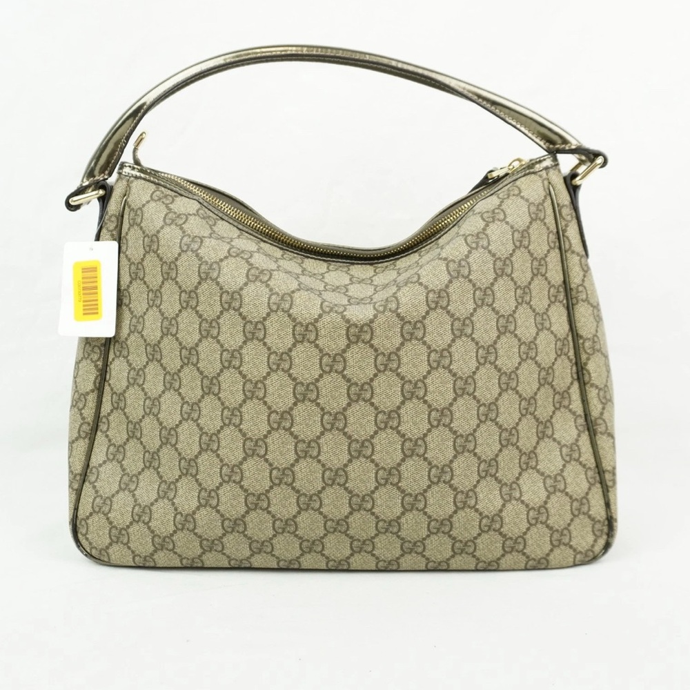 Gucci GG Supreme Shoulder Bag In Beige Coated Canvas And Metallic - Picture 2 of 10